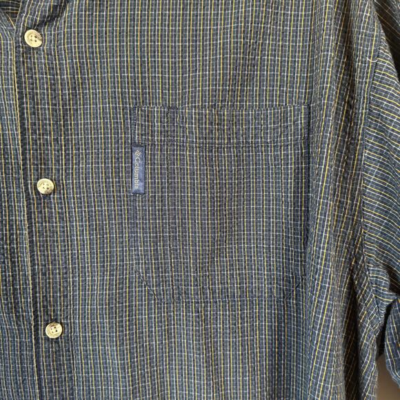 Vtg 90s Y2K Columbia 3XT Tall Blue Grid Cotton Short Sleeve Button Down Shirt - Picture 4 of 10